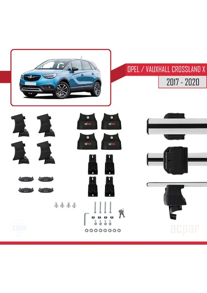 Opel/vauxhall Crossland x 2017-2020 Arası ile Uyumlu Ace-4 Ara Atkı Tavan Barı Siyah 2 Adet
