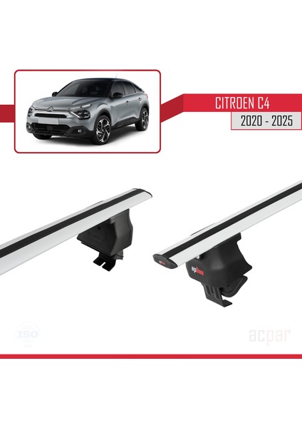 Citroen C4 Iıı (C41) 2020 ve Sonrası ile Uyumlu Ace-4 Ara Atkı Tavan Barı Gri 2 Adet indirimleri