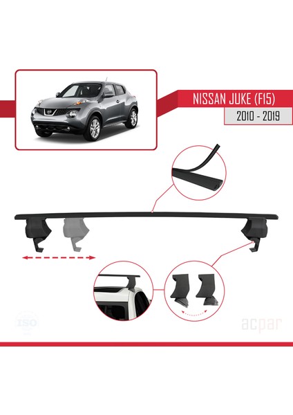 Nissan Juke (F15) 2010-2019 Arası ile Uyumlu Ace-4 Ara Atkı Tavan Barı Siyah 2 Adet fırsatları