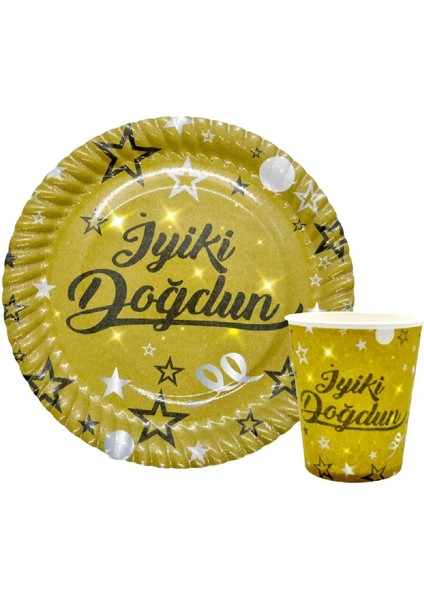 8 Li Iyiki Doğdun Gold Tabak Bardak Set