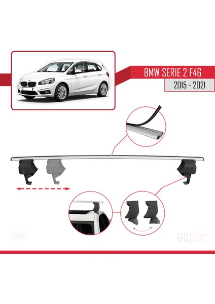 Bmw 2 Serisi (F46) Gran Tourer 2015-2021 Arası ile Uyumlu Ace-4 Ara Atkı Tavan Barı Gri 2 Adet modelleri