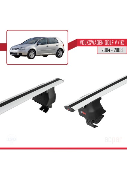 Volkswagen Golf 5 (1k) 2004-2008 Arası ile Uyumlu Ace-4 Ara Atkı Tavan Barı Gri 2 Adet