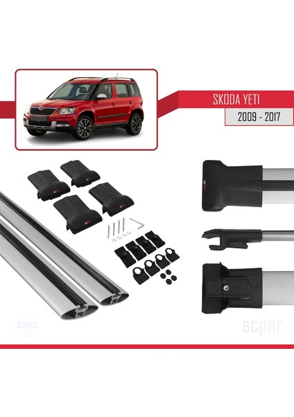 Skoda Yeti 2009-2017 Arası ile Uyumlu Fly Model Ara Atkı Tavan Barı Gri 2 Adet indirimleri