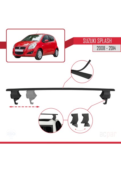 Suzuki Splash 2008-2014 Arası ile Uyumlu Ace-4 Ara Atkı Tavan Barı Siyah 2 Adet