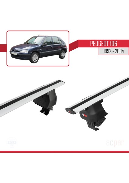 Peugeot 106 1992-2004 Arası ile Uyumlu Ace-4 Ara Atkı Tavan Barı Gri 2 Adet
