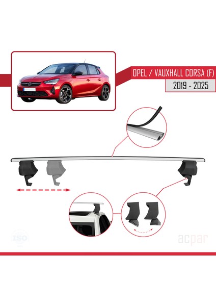 Opel/vauxhall Corsa F 2019 ve Sonrası ile Uyumlu Ace-4 Ara Atkı Tavan Barı Gri 2 Adet fırsatları