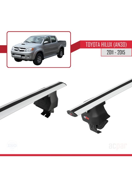 Toyota Hilux 7 (AN30) Post-Facelift 2011-2015 Arası ile Uyumlu Ace-4 Ara Atkı Tavan Barı Gri 2 Adet