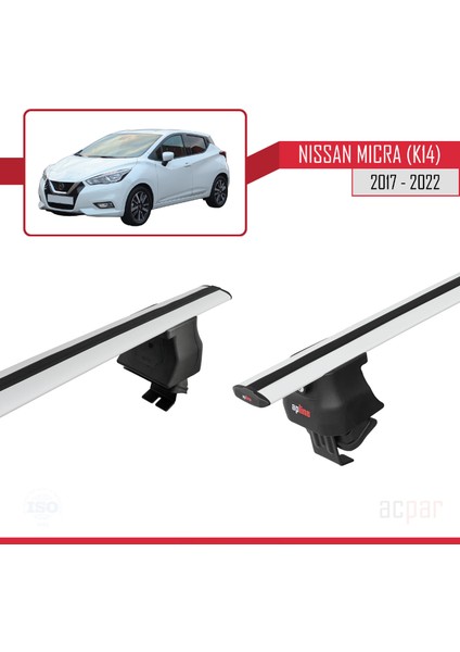 Nissan Micra 5 (K14) 2017-2022 Arası ile Uyumlu Ace-4 Ara Atkı Tavan Barı Gri 2 Adet fırsatları