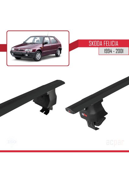 Skoda Felicia 1994-2001 Arası ile Uyumlu Ace-4 Ara Atkı Tavan Barı Siyah 2 Adet