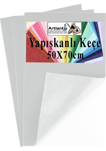 Beyaz Yapışkanlı Keçe 50X70 cm 3 Adet 2.0 mm Kendinden Yapışkanlı Renkli Hobi Keçesi Elişi Keçe Kumaşı Anasınıfı