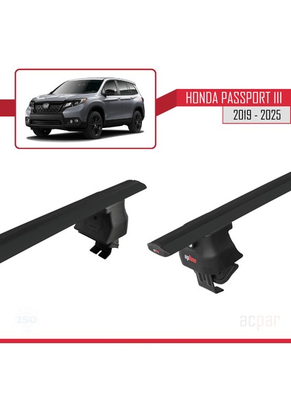 Honda Passport 3 (Yf7/8) 2019 ve Sonrası ile Uyumlu Ace-4 Ara Atkı Tavan Barı Siyah 2 Adet