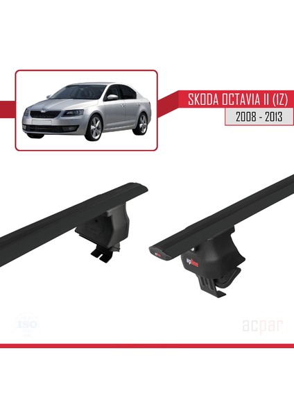 Skoda Octavia 2 (1z) Post-Facelift 2008-2013 Arası ile Uyumlu Ace-4 Ara Atkı Tavan Barı Siyah 2 Adet fırsatları