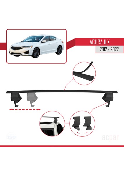 Acura Ilx (De1/2/3) 2012-2022 Arası ile Uyumlu Ace-4 Ara Atkı Tavan Barı Siyah 2 Adet modelleri