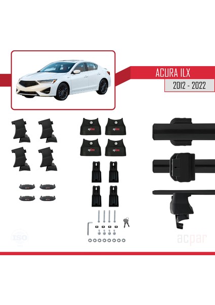Acura Ilx (De1/2/3) 2012-2022 Arası ile Uyumlu Ace-4 Ara Atkı Tavan Barı Siyah 2 Adet indirimleri