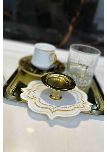 Lüx 6 Li Gold Kaplama Makaronluk Lokumluk Kahve Yanı Sunumluk