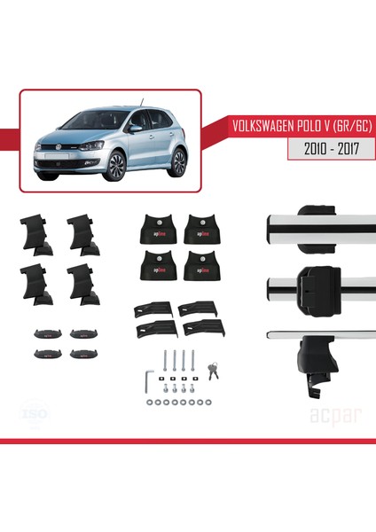 Volkswagen Polo 5 (6r) 2010-2017 Arası ile Uyumlu Ace-4 Ara Atkı Tavan Barı Gri 2 Adet indirimleri