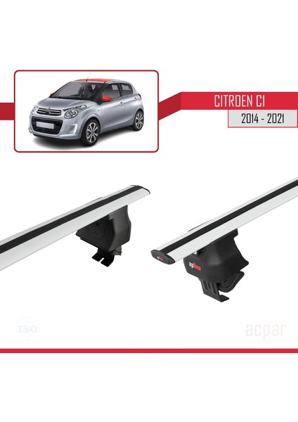 Citroen C1 (AB40) 2014-2021 Arası ile Uyumlu Ace-4 Ara Atkı Tavan Barı Gri 2 Adet fırsatları