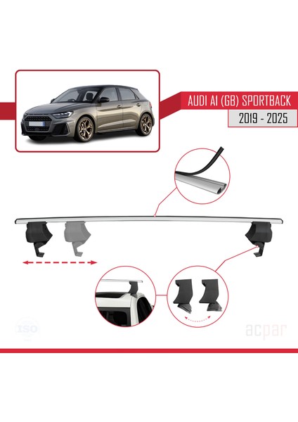 A1 (Gb) Sportback 2019 ve Sonrası ile Uyumlu Ace-4 Ara Atkı Tavan Barı Gri 2 Adet modelleri