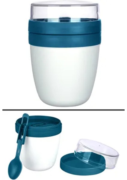 Mixmego Müsli Kabı 650 ml Yoğurt Yulaf Saklama Kabı Beslenme Kabı / Lacivert