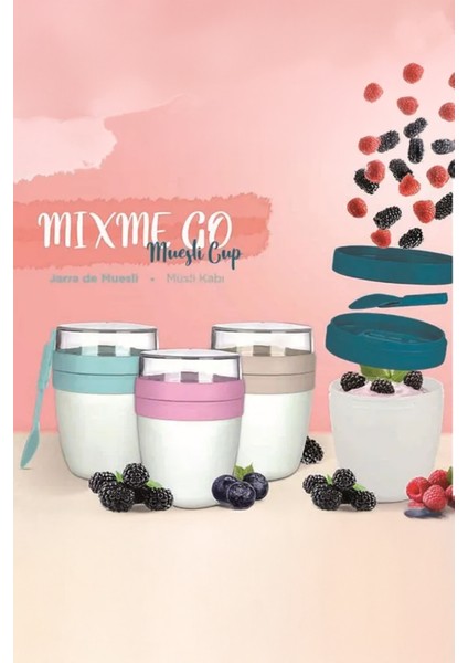 Mixmego Müsli Kabı 650 ml Yoğurt Yulaf Saklama Kabı Beslenme Kabı / Lacivert indirimleri