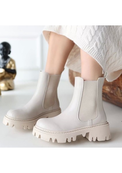 Ninle Bej Cilt Topuklu Bot fırsatları