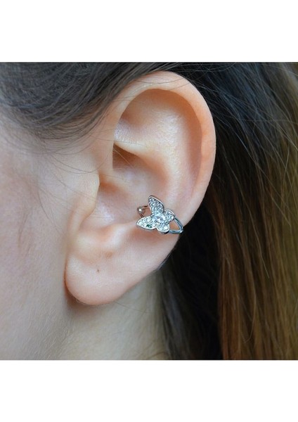 Kelebek Earcuff Sıkıştırma Kıkırdak Küpesi Delik Gerektirmez Ince Taşlı Earcuff modelleri
