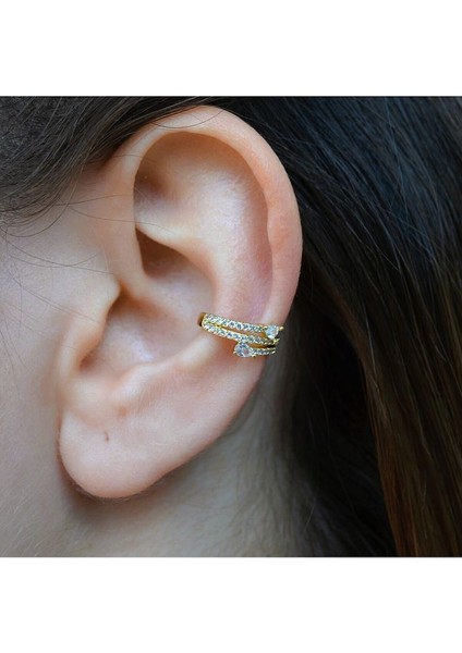 Taşlı Sıralı Earcuff Ince Taşlı Sıkıştırma Kıkırdak Küpesi Delik Gerektirmez Taşlı Minimal Yılan fiyatları