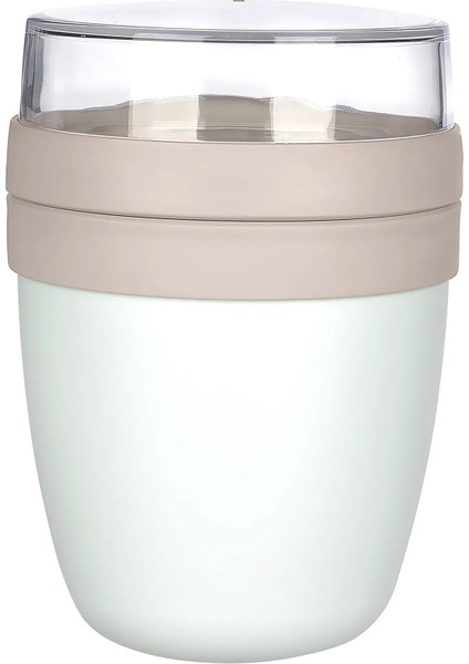 Mixmego Müsli Kabı 650 ml Yoğurt Yulaf Saklama Kabı Beslenme Kabı / Bej
