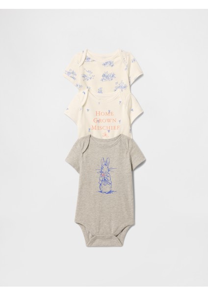 Bebek Çok Renkli 3'lü Peter Rabbit™ First Favorites Organik Pamuk Body Seti