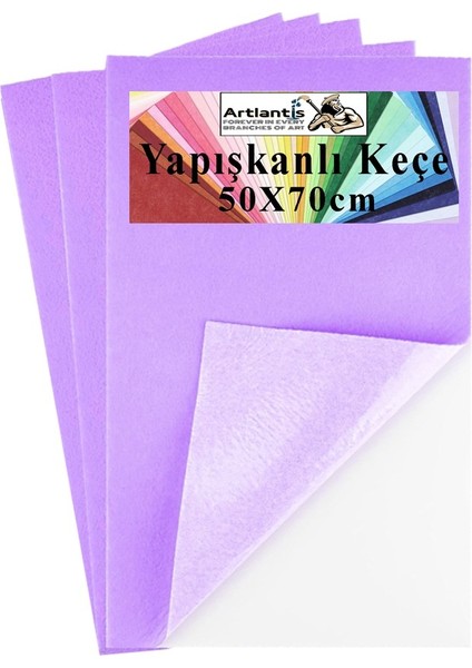 Lila Yapışkanlı Keçe 50X70 cm 3 Adet 2.0 mm Kendinden Yapışkanlı Renkli Hobi Keçesi Elişi Keçe Kumaşı Anasınıfı