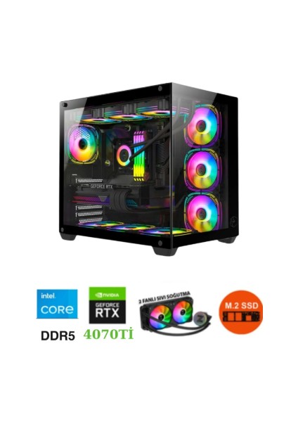 TKDEN-V59 İ9-14900KF 64GB Ddr5 1tb SSD B760M RTX4070Tİ Super 16GB 360MM Sıvı Soğutma Oyuncu Pc