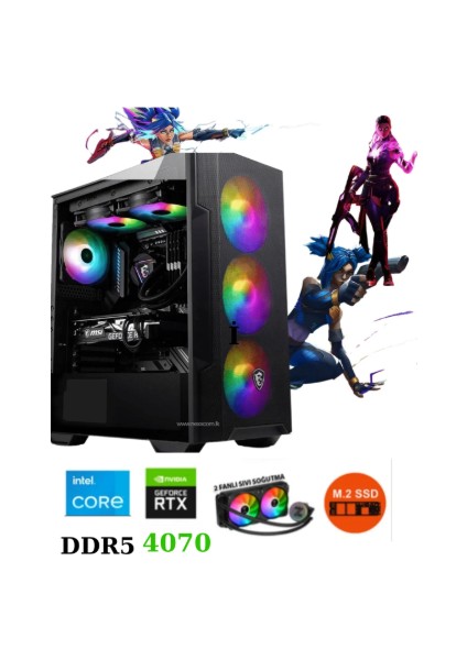 TKDEN-V60 İ9-14900KF 64GB Ddr5 1tb SSD B760M RTX4070 Super 12GB 360MM Sıvı Soğutma Masaüstü Pc