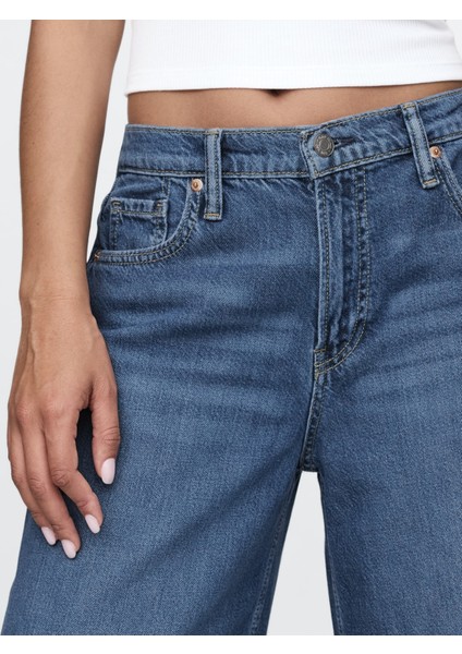 Kadın Mavi Mid Rise Ultrasoft Baggy Jean Pantolon fiyatları