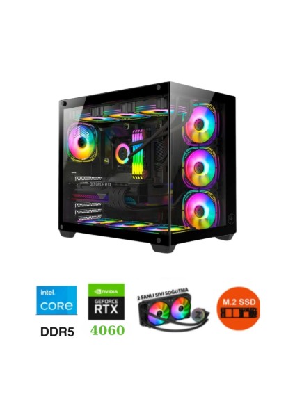 TKDEN-V62 İ9-14900KF 64GB Ddr5 1tb SSD B760M RTX4060 8gb 360MM Sıvı Soğutma Oyuncu Masaüstü Pc
