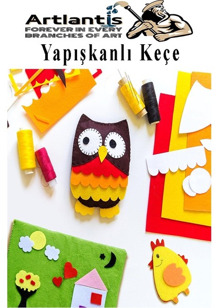 Siyah Yapışkanlı Keçe 50X70 cm 3 Adet 2.0 mm Kendinden Yapışkanlı Renkli Hobi Keçesi Elişi Keçe Kumaşı Anasınıfı