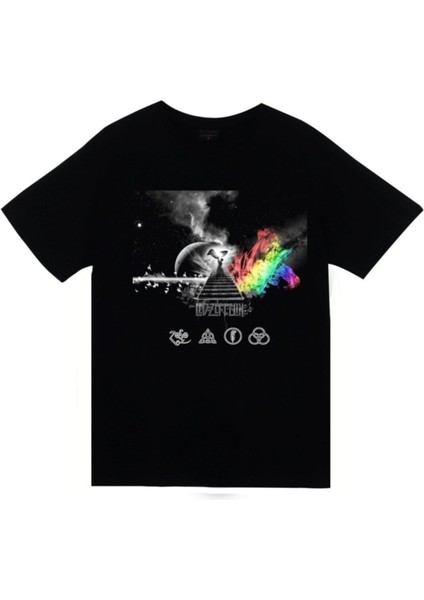 Pink Floyd LED Zeppelin Baskılı T-Shirt