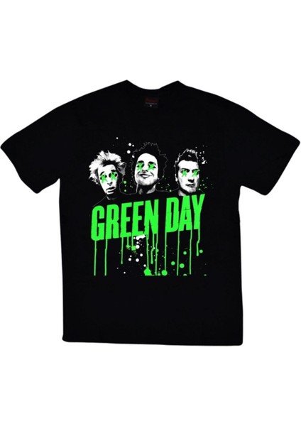 Green Day Baskılı Unisex %100 Pamuk Siyah T-Shirt