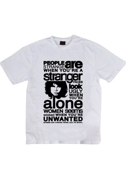 The Doors Baskılı Unisex %100 Pamuk Beyaz T-Shirt