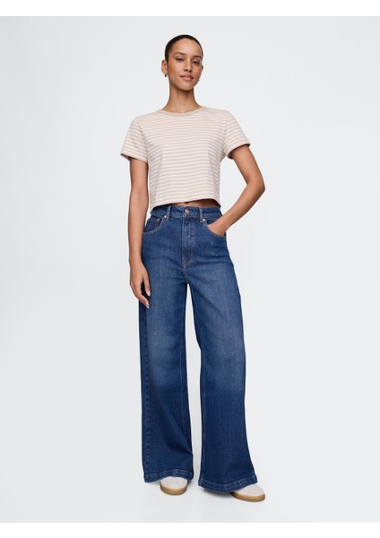 Kadın Lacivert Sky High Rise Stride Wide-Leg Jean Pantolon