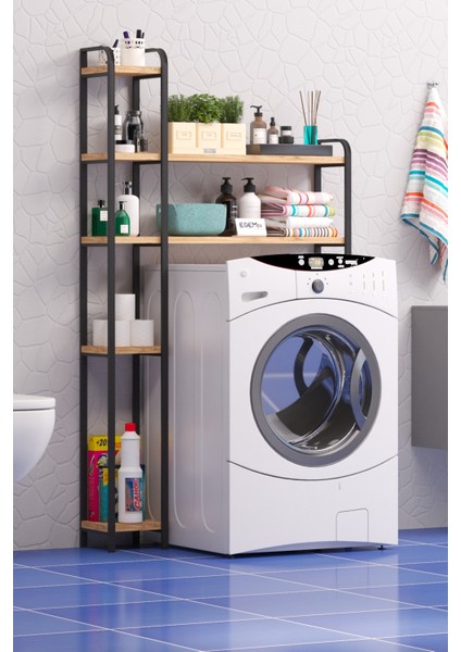 Çamaşır Makinesi Üstü Düzenleyici Bol Raflı Cok Amaçlı Banyo Rafı Çamaşır Makinası Dolabı