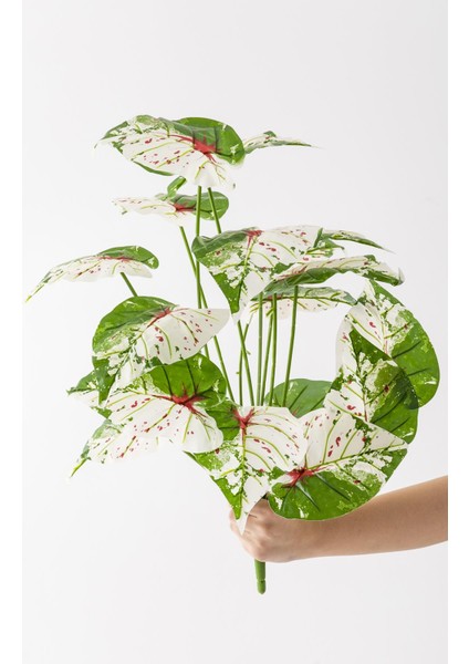 Yapay Salon Köşe Çiçeği Devetabanı Yeşil Pembe 65 cm Saksısız