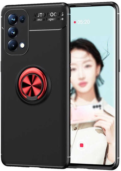 Oppo Reno 5 Pro 5g Kılıf Vrdr Ravel Silikon Kapak-Siyah-Kırmızı