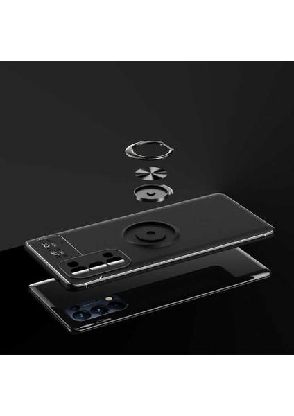Oppo Reno 5 Pro 5g Kılıf Vrdr Ravel Silikon Kapak-Siyah-Kırmızı