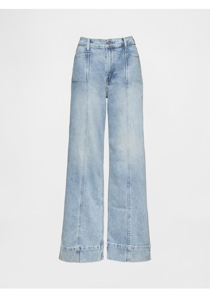 Kadın Mavi High Rise Stride Wide-Leg Ankle Jean Pantolon fiyatları