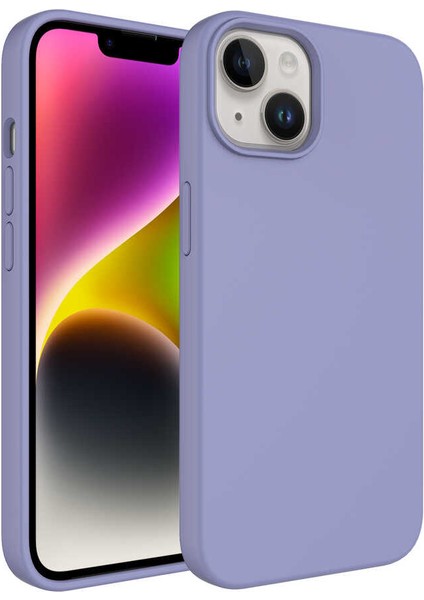 Apple iPhone 14 Plus Uyumlu Sıvı Teknolojili Silinebilir Sert Kivi Kapak-Lavendery Gray