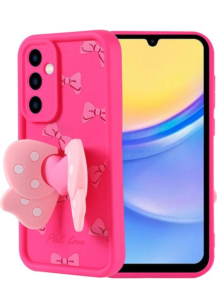 Samsung Galaxy A15 Kılıf Kamera Korumalı Figür Tasarımlı Kapya Kapak-Koyu Kahve