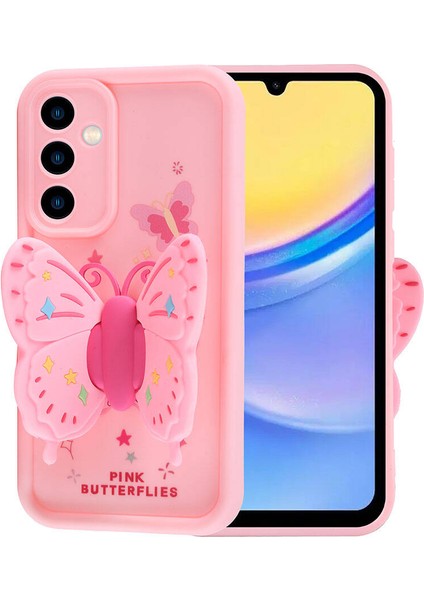 Samsung Galaxy A15 Kılıf Kamera Korumalı Figür Tasarımlı Kapya Kapak-Koyu Kahve