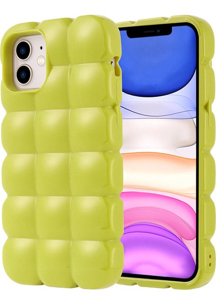 Apple iPhone 12 Kılıf Parlak Esnek Silikon Dom Dom Kapak-Yeşil