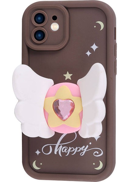 Apple iPhone 11 Kılıf Kamera Korumalı Figür Tasarımlı Vrdr Kapya Kapak-Pembe Koyu indirimleri