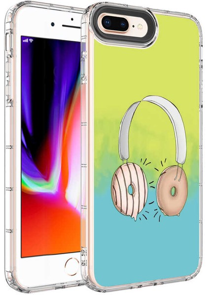 Apple iPhone 8 Plus Kılıf Kamera Korumalı Renkli Desenli Sert Silikon Korn KAPAK-NO14